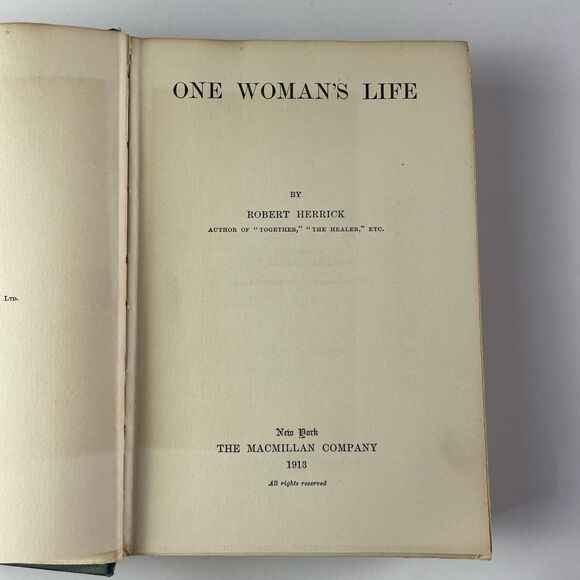 Antique One Woman's Life Robert Herrick First Edition 1913 Hardcover Book - Picture 5 of 14